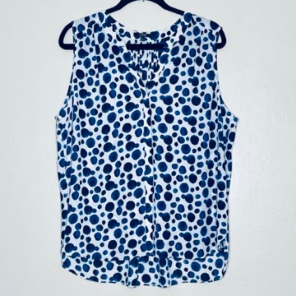 NYDJ Blue & White Raindrop Pattern Blouse Size L